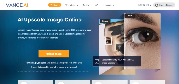 VanceAI Image Enlarger (Website)